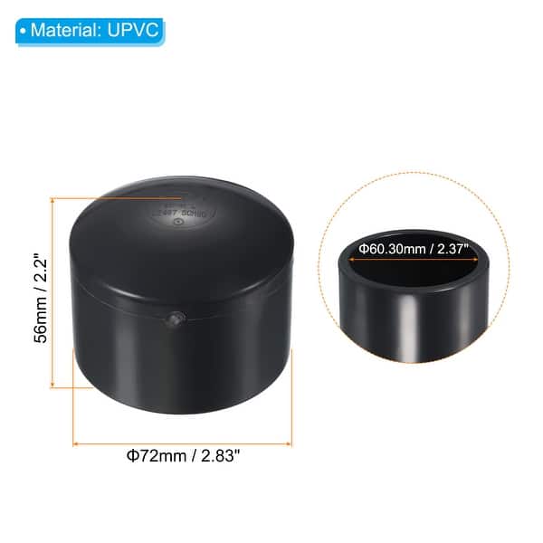 2" UPVC Pipe End Cap Fitting, 3 Pack Plug Socket Adapter Smooth Finish